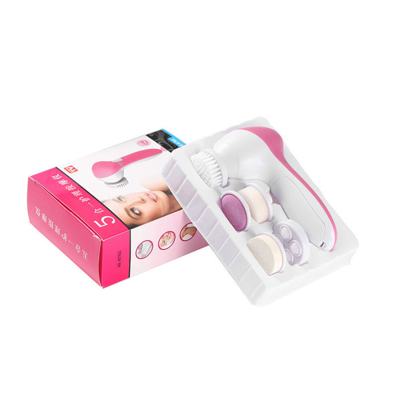 5-in-1 Electric Facial Cleansing Brush – Deep Pore Massager & Positive Ion Skin Tool