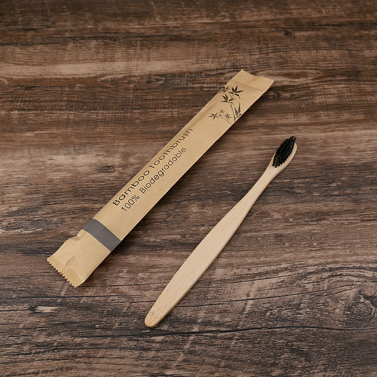 Eco-Friendly Bamboo Toothbrush Set (10 Pack) - Soft Charcoal Bristles, Biodegradable Handle