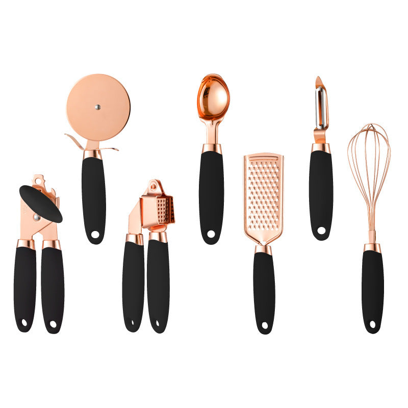 Luxury Rose Gold Kitchen Tool Set – 7-PC Stainless Steel Culinary Essentials