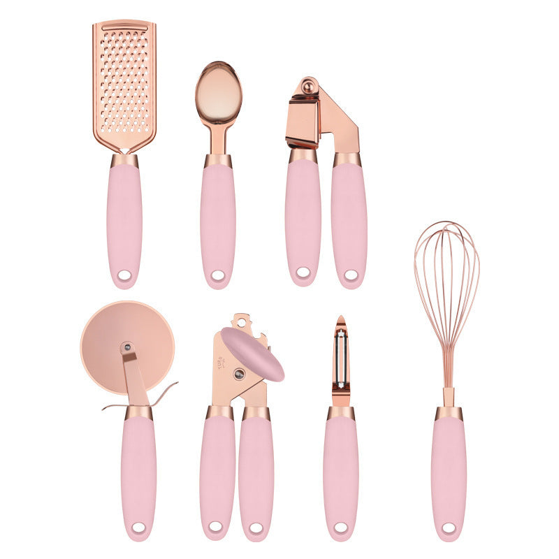 Luxury Rose Gold Kitchen Tool Set – 7-PC Stainless Steel Culinary Essentials