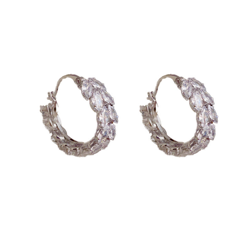 Luxury Zircon Wheat Earrings – 18K Gold Plated Geometric Hoop Earrings