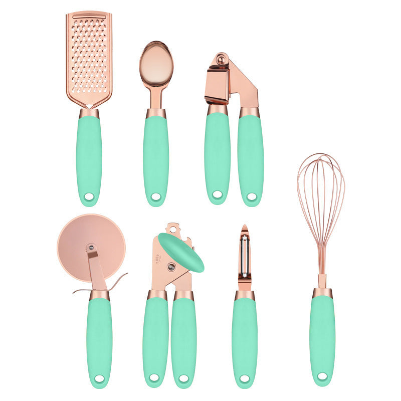 Luxury Rose Gold Kitchen Tool Set – 7-PC Stainless Steel Culinary Essentials