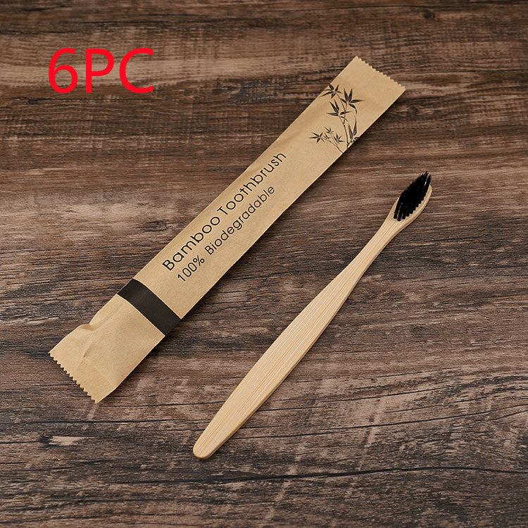 Eco-Friendly Bamboo Toothbrush Set (10 Pack) - Soft Charcoal Bristles, Biodegradable Handle