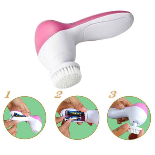 5-in-1 Electric Facial Cleansing Brush – Deep Pore Massager & Positive Ion Skin Tool