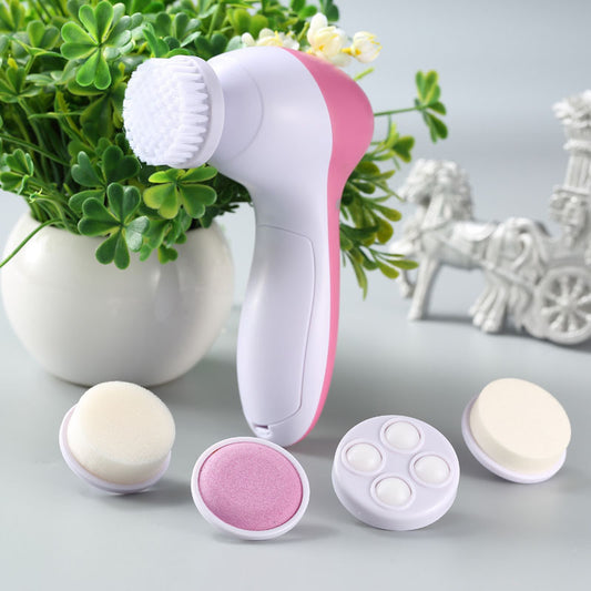 5-in-1 Electric Facial Cleansing Brush – Deep Pore Massager & Positive Ion Skin Tool