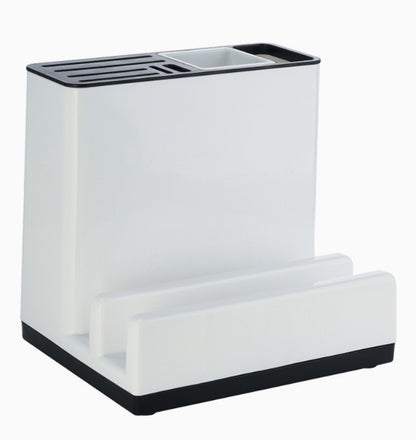 Elegant White Kitchen Knife Storage Rack – Space-Saving Plastic Organizer