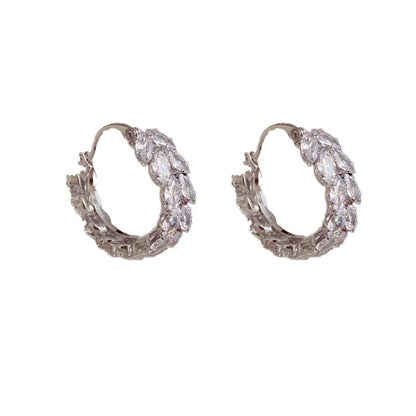 Luxury Zircon Wheat Earrings – 18K Gold Plated Geometric Hoop Earrings