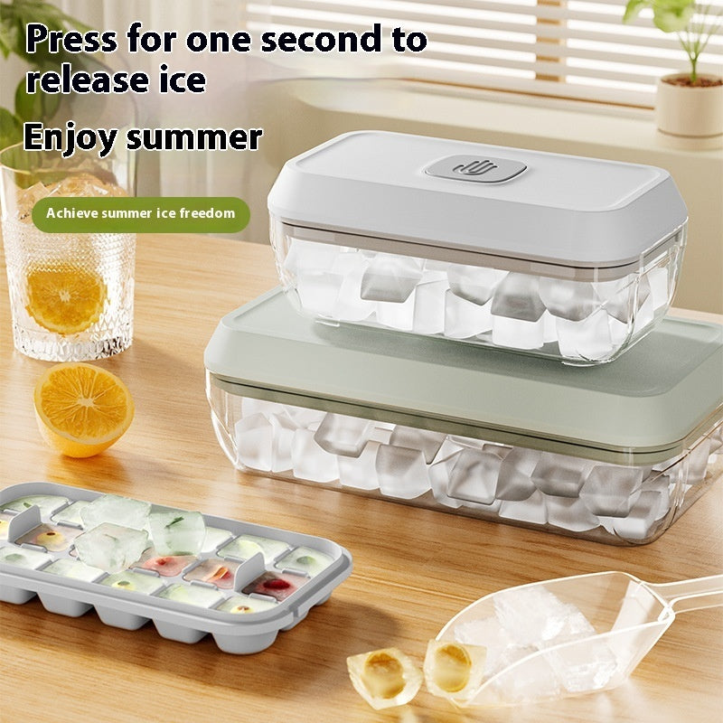 Luxury 32-Cell Silicone Ice Cube Tray | Lid & Shovel