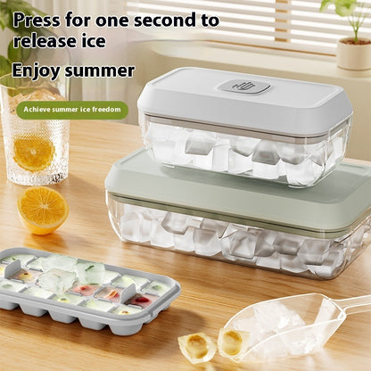 Luxury 32-Cell Silicone Ice Cube Tray | Lid & Shovel