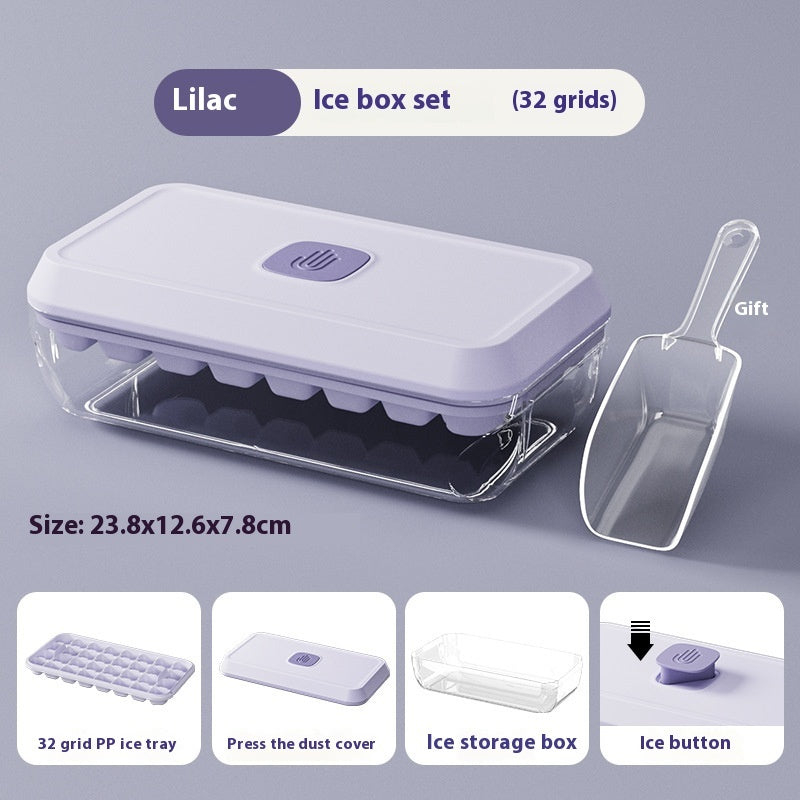 Luxury 32-Cell Silicone Ice Cube Tray | Lid & Shovel