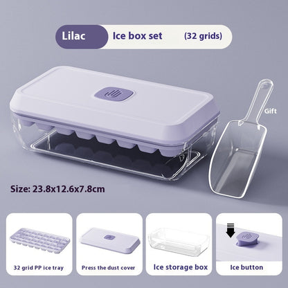Luxury 32-Cell Silicone Ice Cube Tray | Lid & Shovel