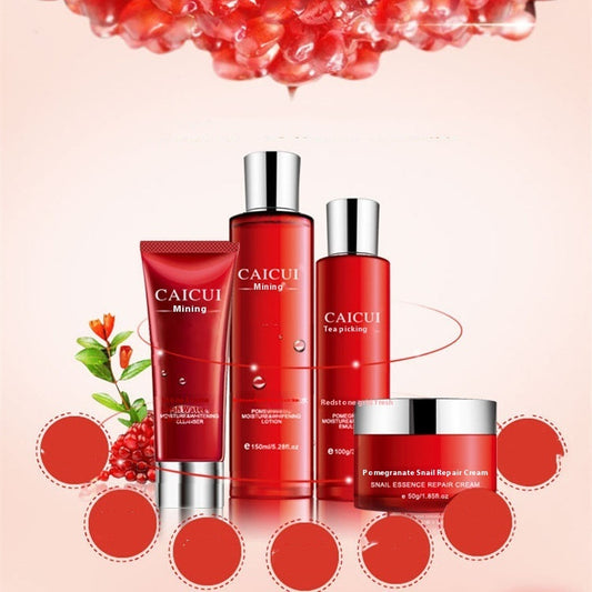 Pomegranate Glow Skincare Set – Hydrating Toner, Cleanser, Lotion & Cream for Balanced Radiance