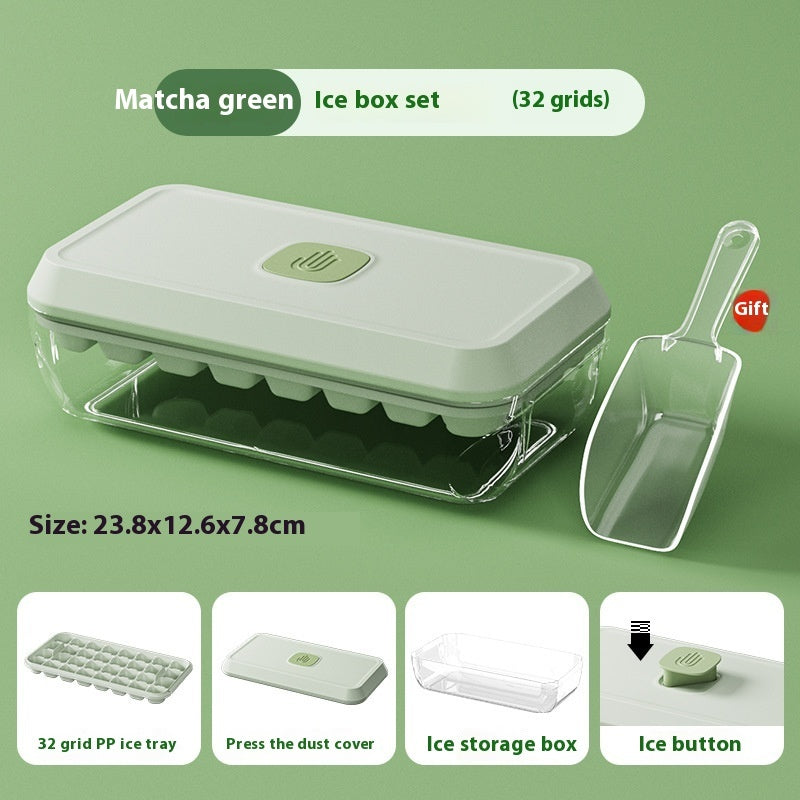 Luxury 32-Cell Silicone Ice Cube Tray | Lid & Shovel