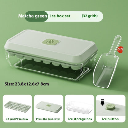 Luxury 32-Cell Silicone Ice Cube Tray | Lid & Shovel