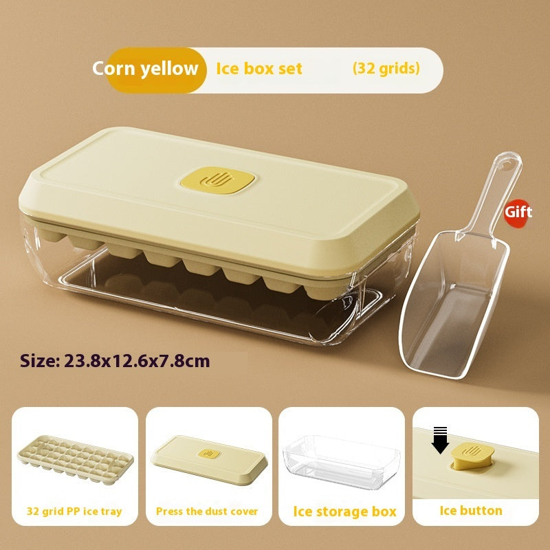 Luxury 32-Cell Silicone Ice Cube Tray | Lid & Shovel
