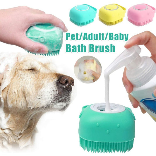 Premium Silicone Pet Bath Gloves – 2-in-1 Massage & Shampoo Brush