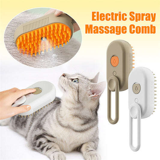 Premium 3-in-1 Electric Pet Steam Brush - USB Rechargeable Grooming Tool