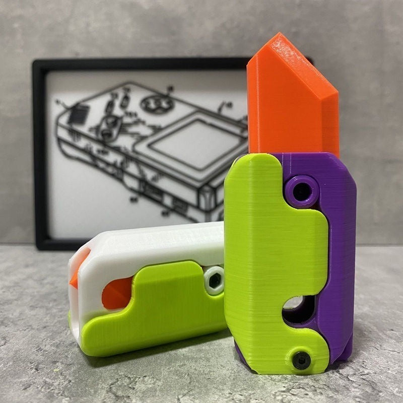 Gravity Flipping Carrot Knife Toy | 3D Printed Stress Reliever